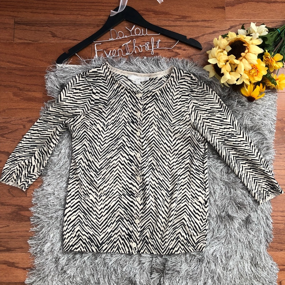 Loft XS Petite Cardigan 3/4 Length Sleeve